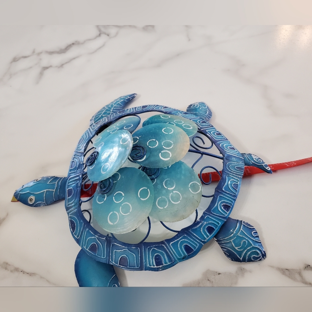 Blue Turtle Metal & Shells Wall Decor - Picture 8 of 16